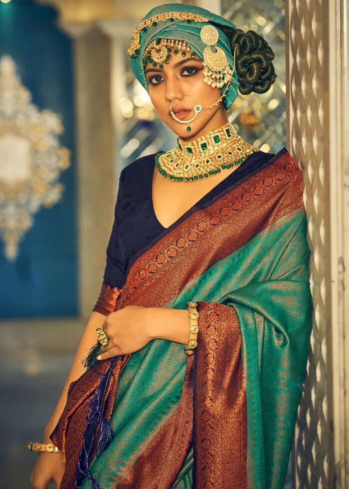 Pine Green Kanjivaram Saree