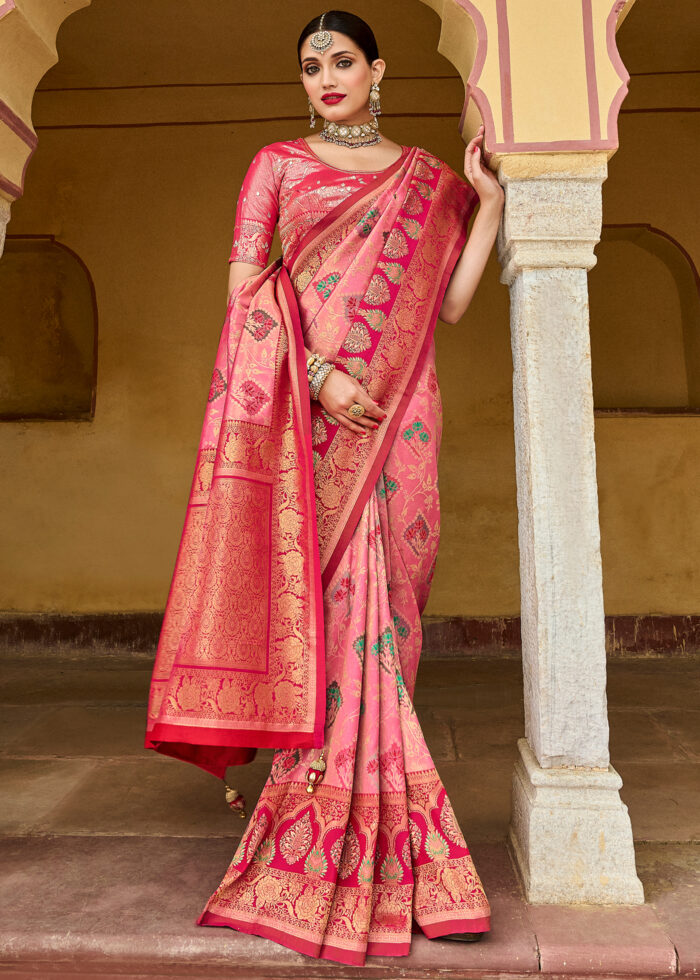 Pink Banarasi Silk Saree