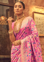 Pink Kashmiri Jamawar Saree