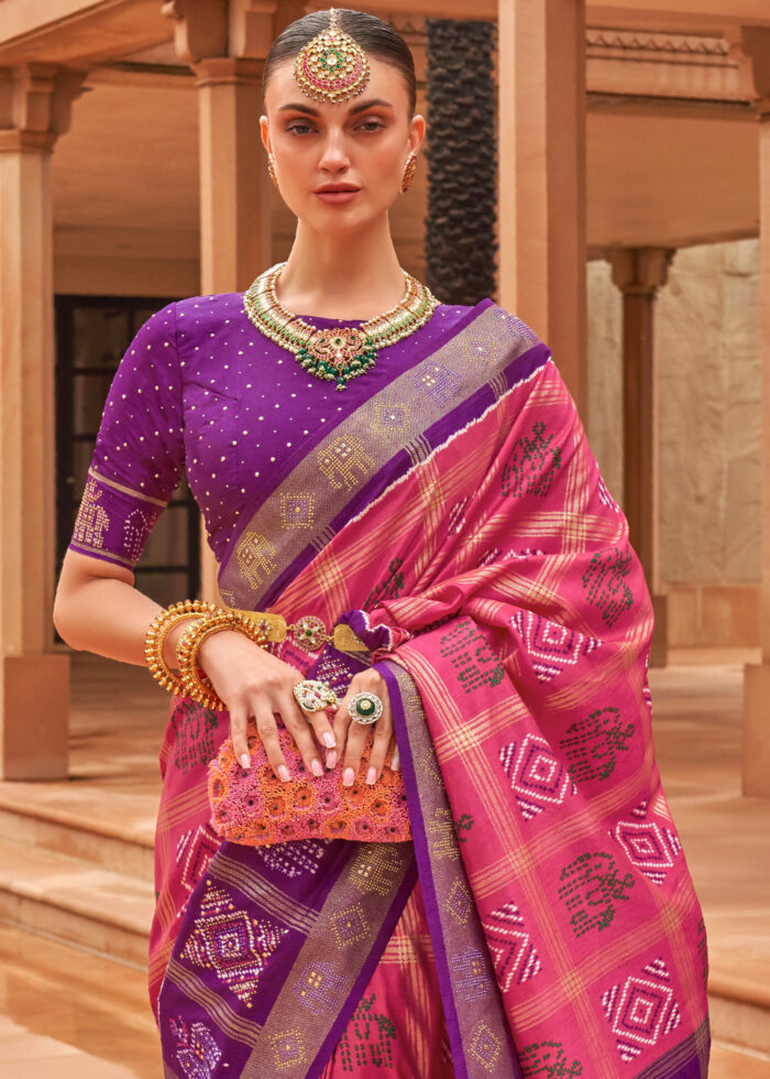 Pink Patola Silk Saree