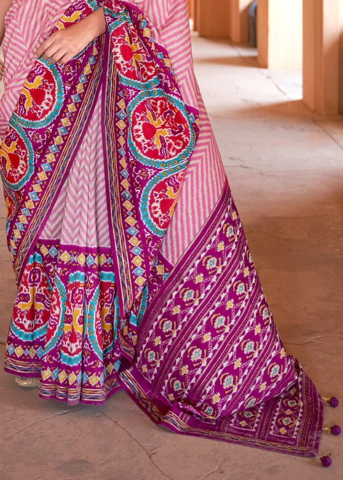 Pink & Purple Patola Silk Saree