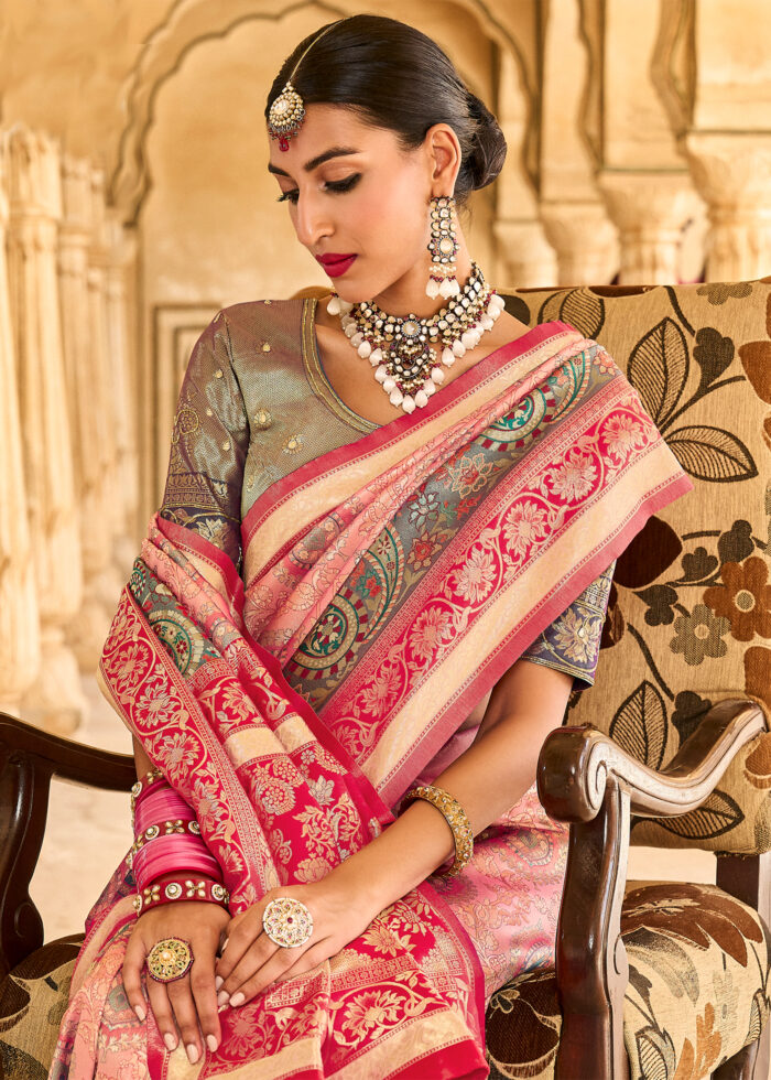 Pink Banarasi Silk Saree