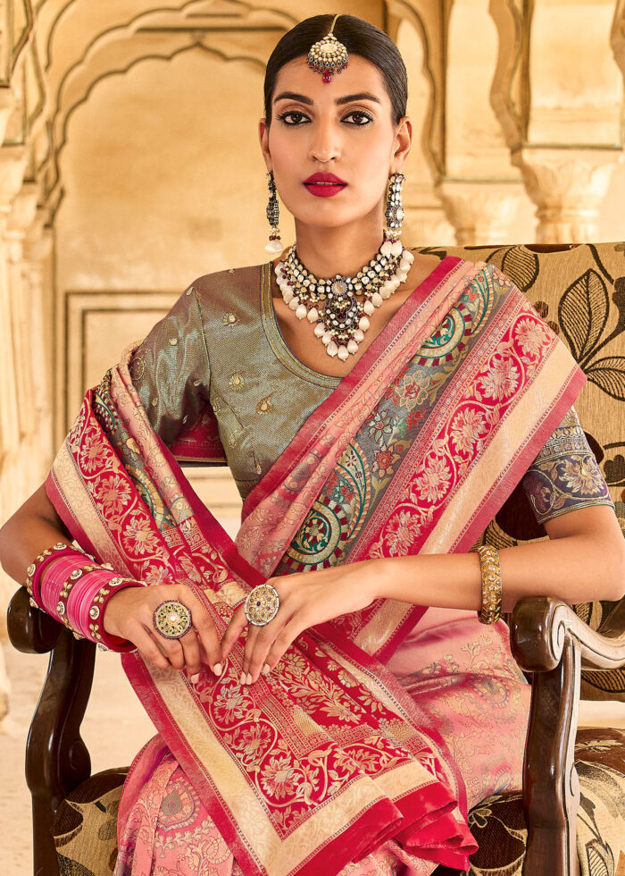 Pink Banarasi Silk Saree