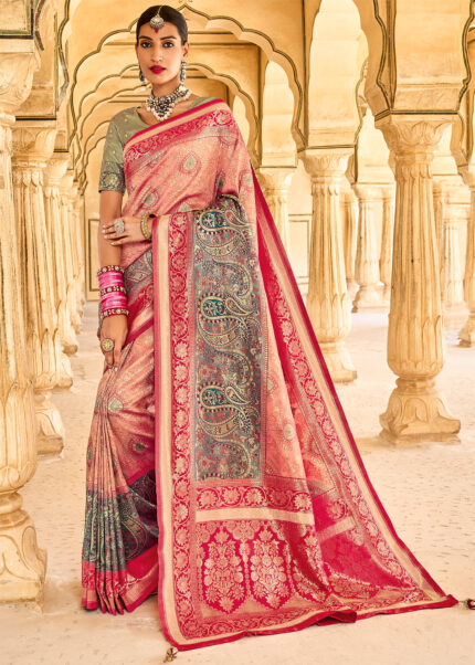 Pink Banarasi Silk Saree