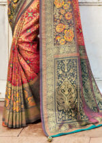 Raspberry Red Banarasi Silk Saree