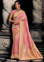 Rose Pink Tissue Silk Saree