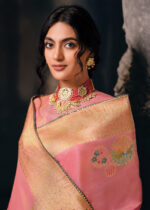 Rose Pink Tissue Silk Saree