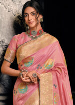 Rose Pink Tissue Silk Saree