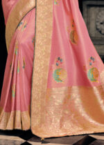 Rose Pink Tissue Silk Saree