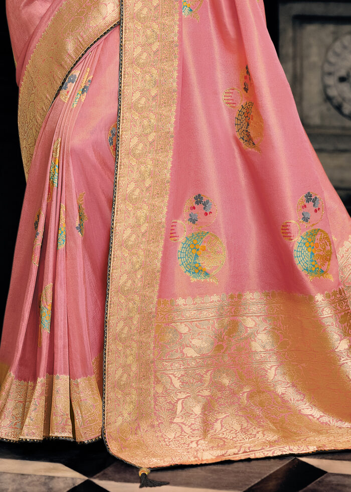 Rose Pink Tissue Silk Saree