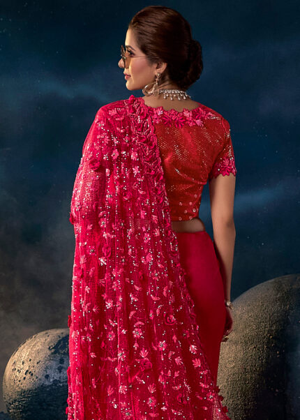 Ruby Red Designer Saree