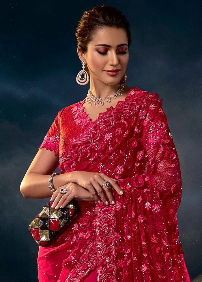 Ruby Red Designer Saree