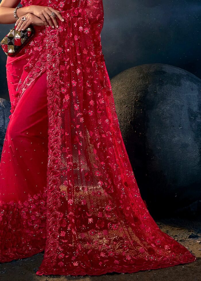 Ruby Red Designer Saree