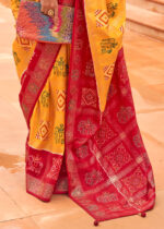 Saffron Yellow Patola Silk Saree