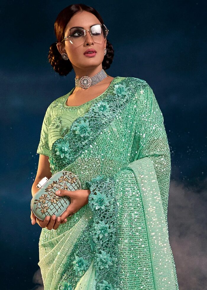 Sea Green Designer Saree