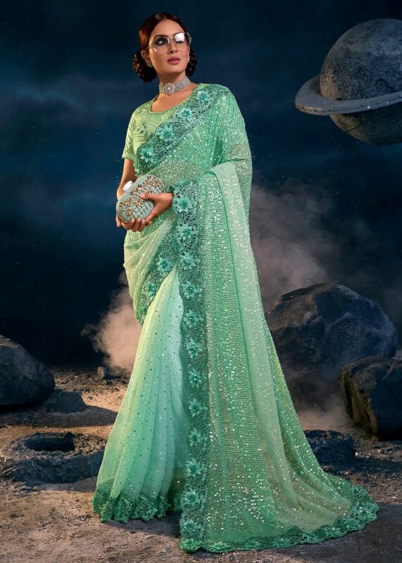 Sea Green Designer Saree