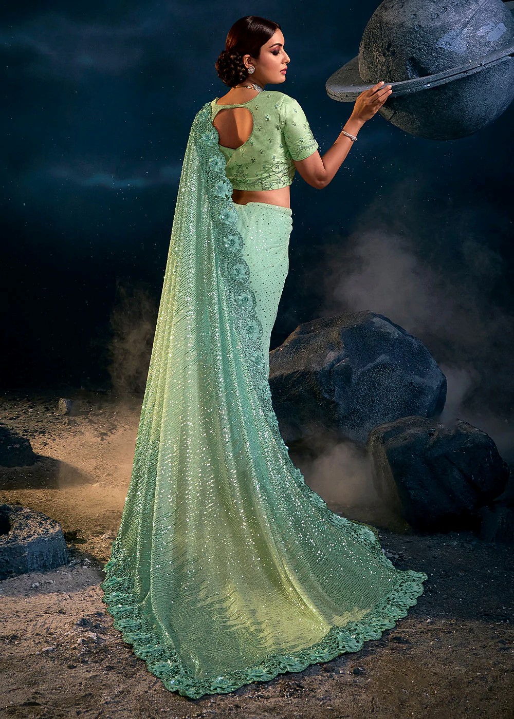 Sea Green Designer Saree