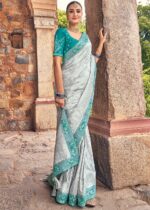 Silver Gray Banarasi Saree