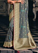 Silver Gray Tissue Silk Saree