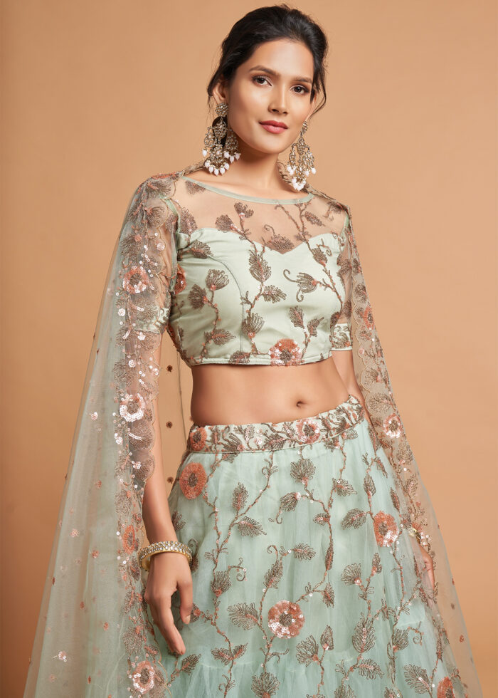 Sky Blue Lehenga Choli with Embroidery Work