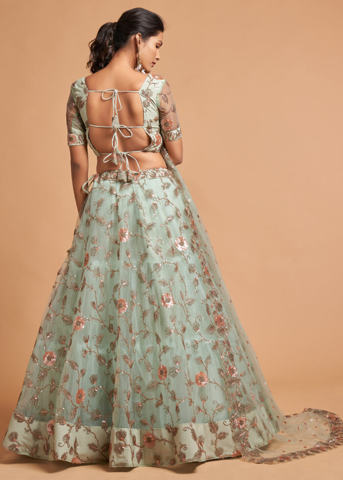 Sky Blue Lehenga Choli with Embroidery Work