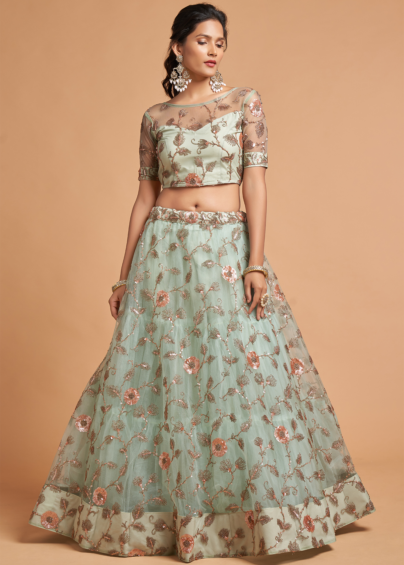 Sky Blue Lehenga Choli with Embroidery Work