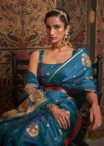 Spanish Blue Satin Silk Saree