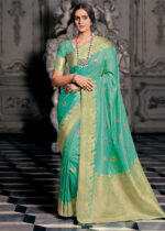 Spring Green Tissue Silk Saree