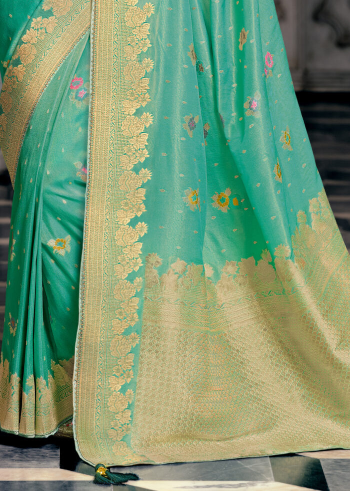 Spring Green Tissue Silk Saree