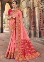 Taffy Pink Woven Banarasi Saree