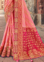 Taffy Pink Woven Banarasi Saree