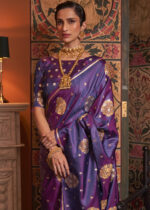 True Purple Satin Silk Saree