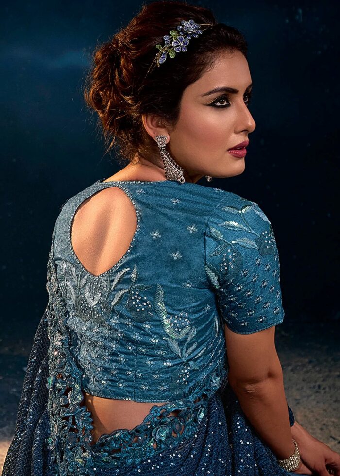 Turkish Blue Designer Saree