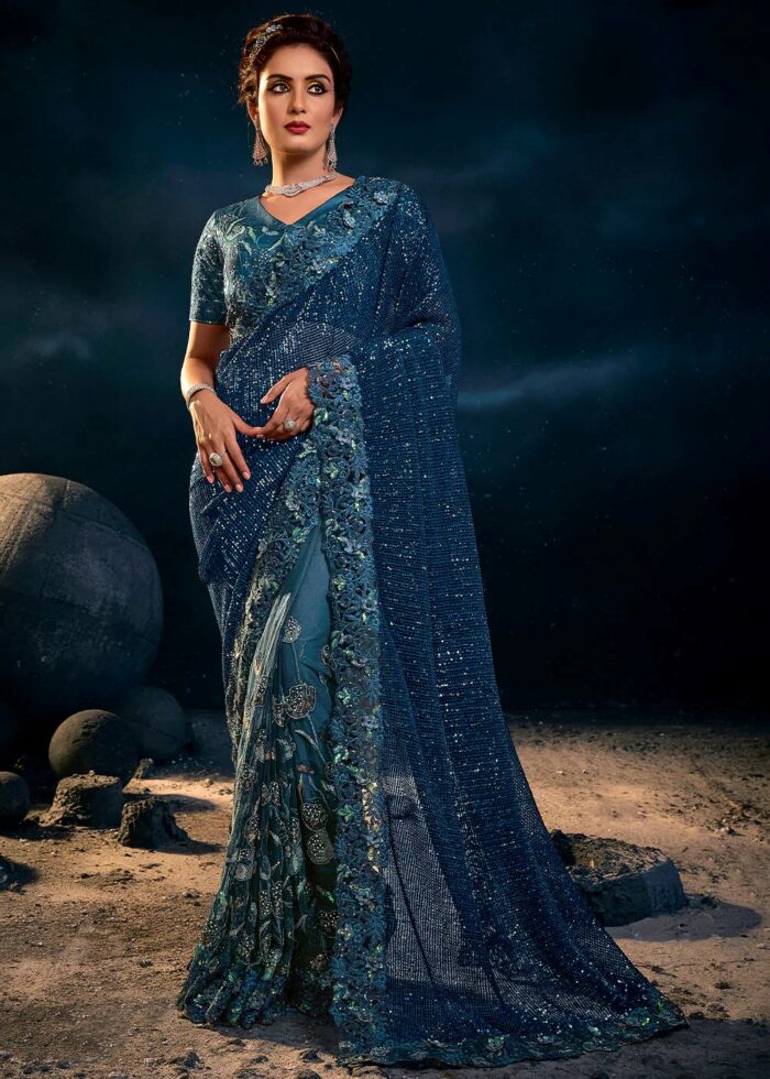 Turkish Blue Designer Saree