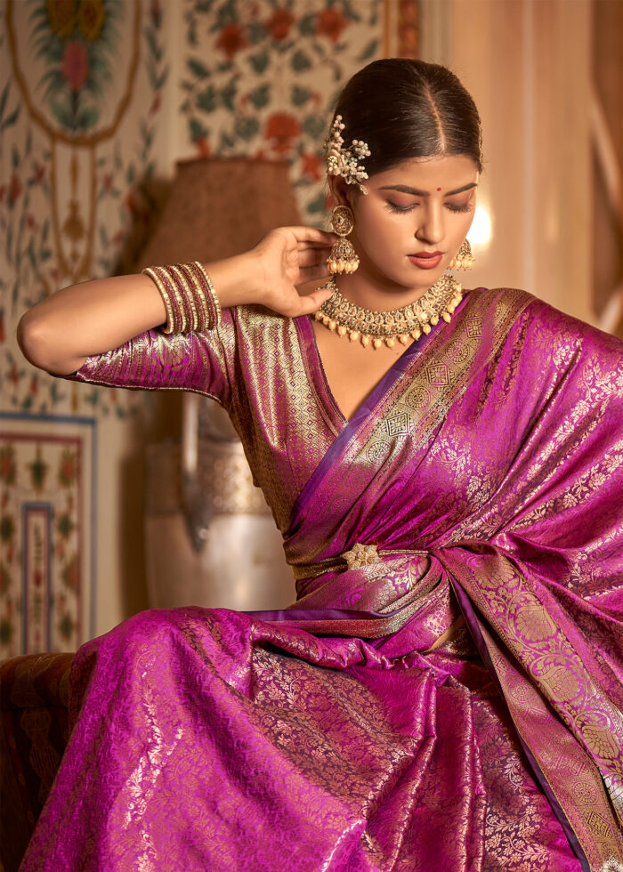 Tyrian Purple Kanjivaram Silk Saree