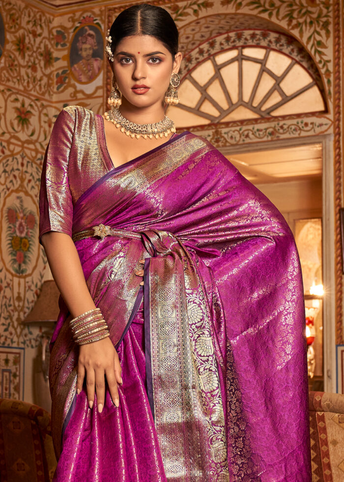 Tyrian Purple Kanjivaram Silk Saree