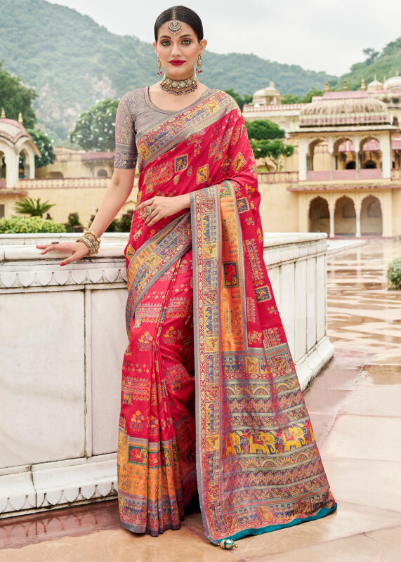 Venetian Red Banarasi Silk Saree