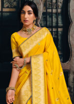 Yellow Banarasi Tissue Silk Saree