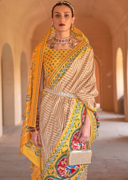 Yellow Patola Silk Saree