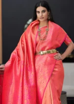 Brink Pink Banarasi Silk Saree