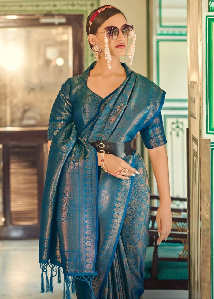 Alluring Blue Kanjivaram Saree