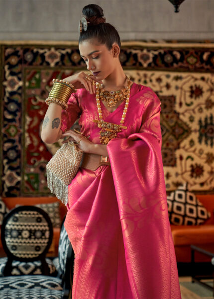 Berry Pink Banarasi Saree