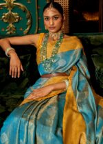 Blue & Yellow Banarasi Saree