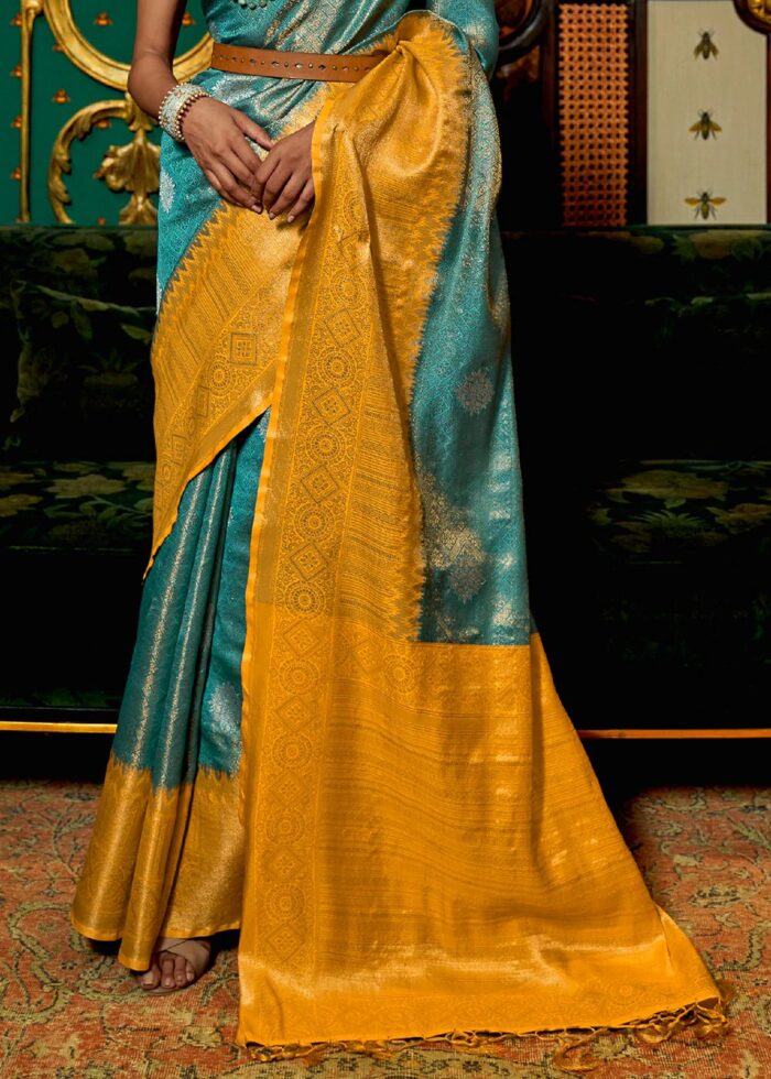 Blue & Yellow Banarasi Saree