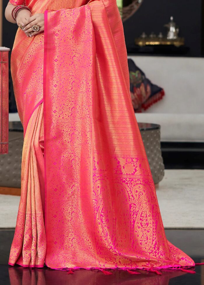 Brink Pink Banarasi Silk Saree