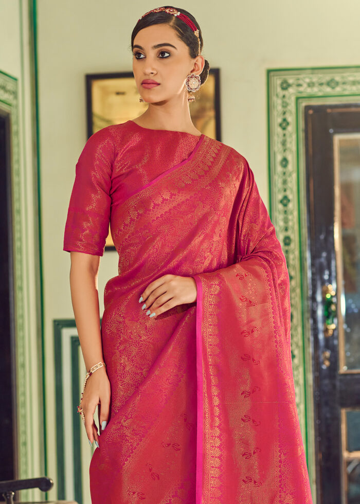 Chrome Red Kanjivaram Saree