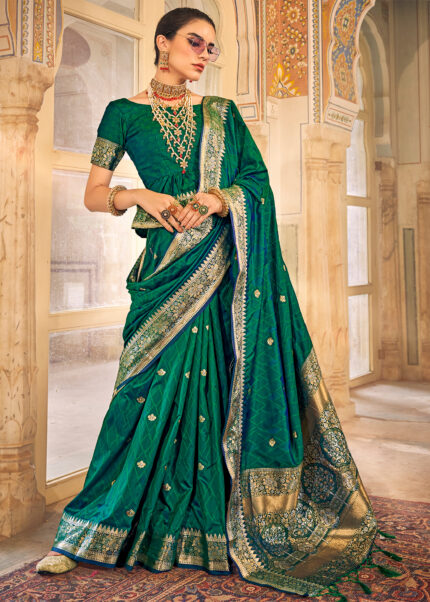 Dark Green Kanjivaram Saree