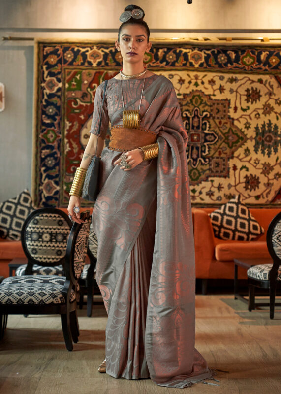 Desert Gray Banarasi Saree