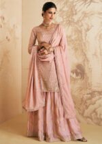 Dusty Pink Embroidered Sharara