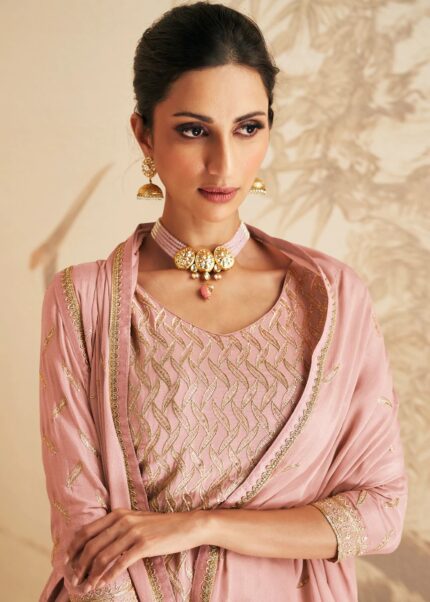 Dusty Pink Embroidered Sharara